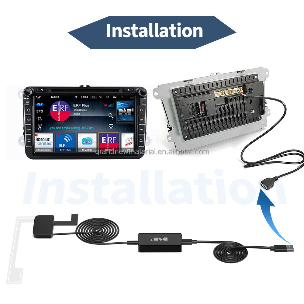 Grandnavi DAB+ Antenna for Android Car Radio With USB Adapter GPS Stereo DAB Receiver Player Automatic Scan